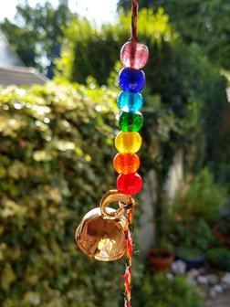 Belkoord  chakra/regenboog 4 grote bellen