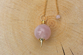 Pendel rozenkwarts, rond ( zilver kleurig )